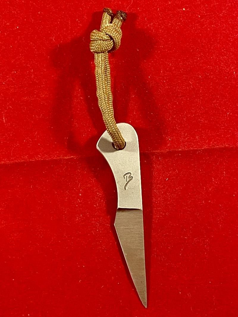 Small Custom Made Kiridashi Tactical Neck Knife with Black Kydex Sheath — image 4