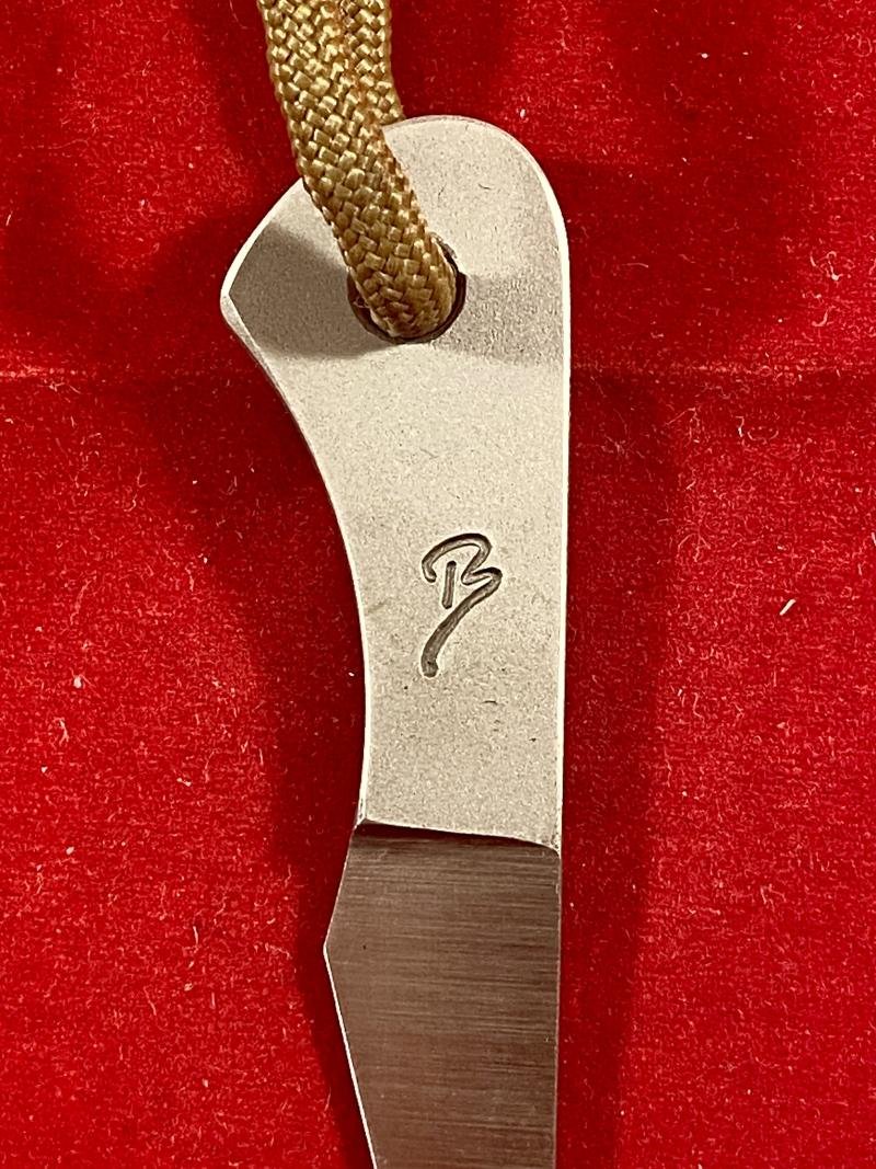 Small Custom Made Kiridashi Tactical Neck Knife with Black Kydex Sheath — image 5