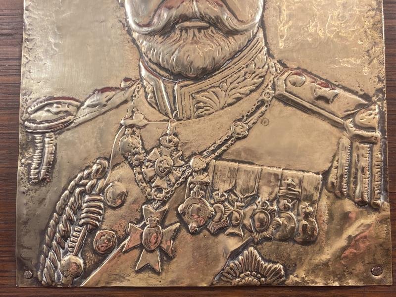 Fine Brass Relief Plaque of King George V mounted on Oak Panel c1930 — image 4