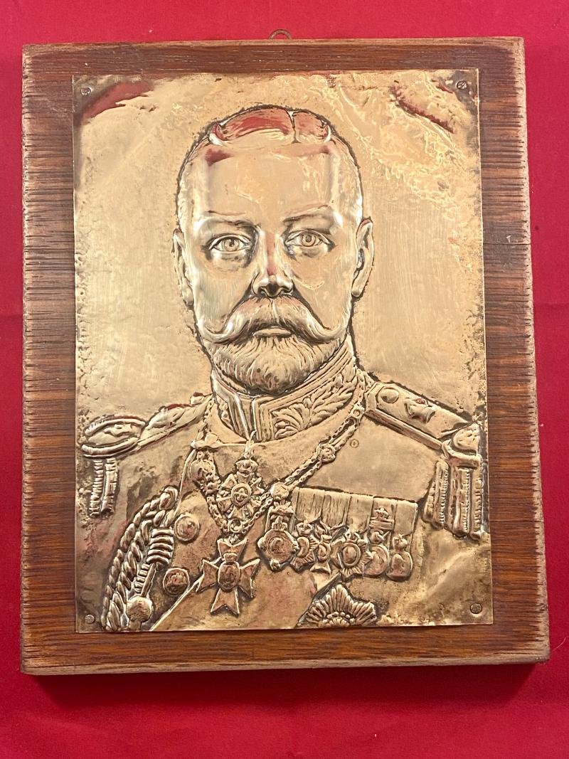 Fine Brass Relief Plaque of King George V mounted on Oak Panel c1930 — image 6