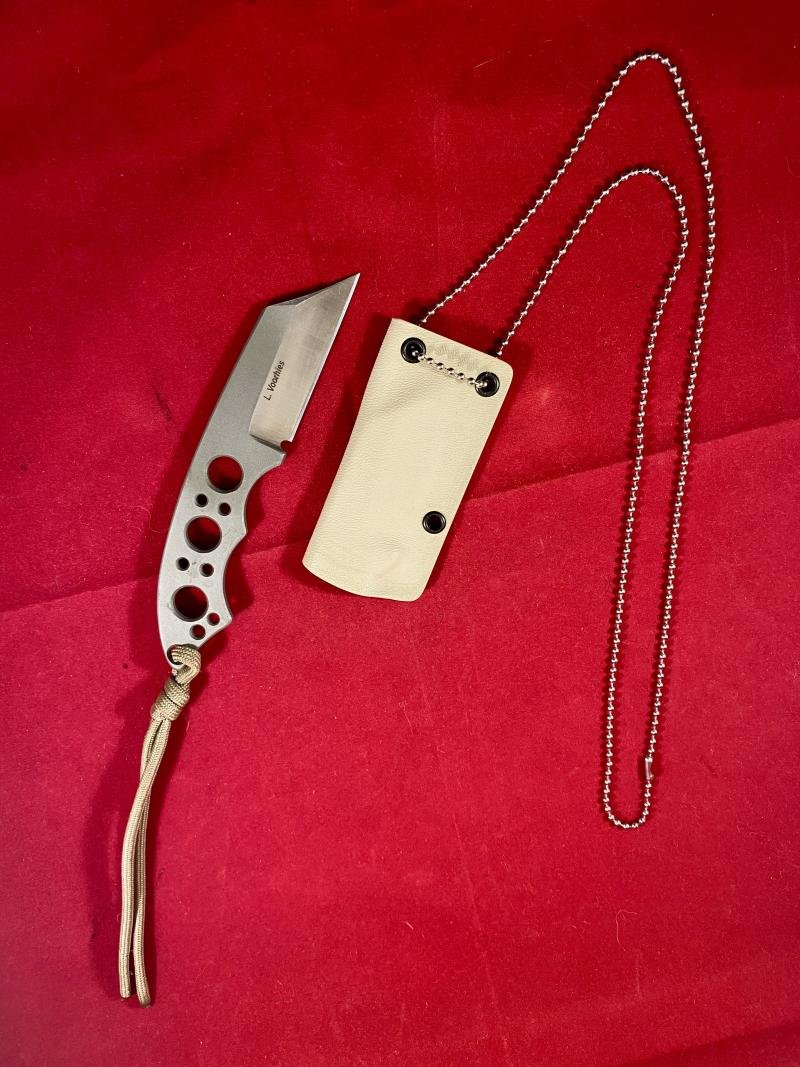 Custom made Tactical Neck Knife by Les Voorhies with Kydex Sheath and Neck Chain — image 3