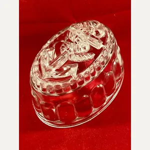 Vintage Royal Navy Clear Glass Anchor Jelly Mould