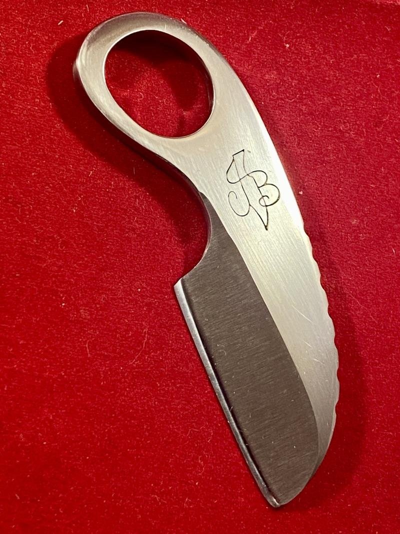 Small Custom made Polished Steel Tactical Neck Knife Maker Marked JB — image 2