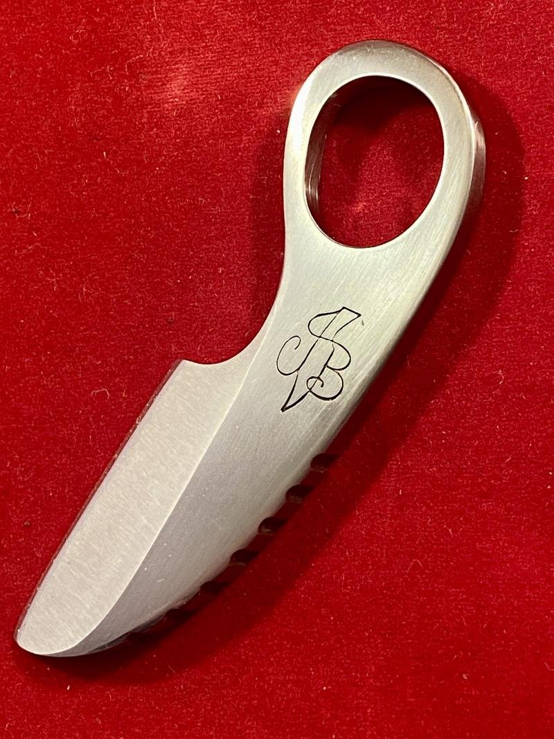 Small Custom made Polished Steel Tactical Neck Knife Maker Marked JB — image 3