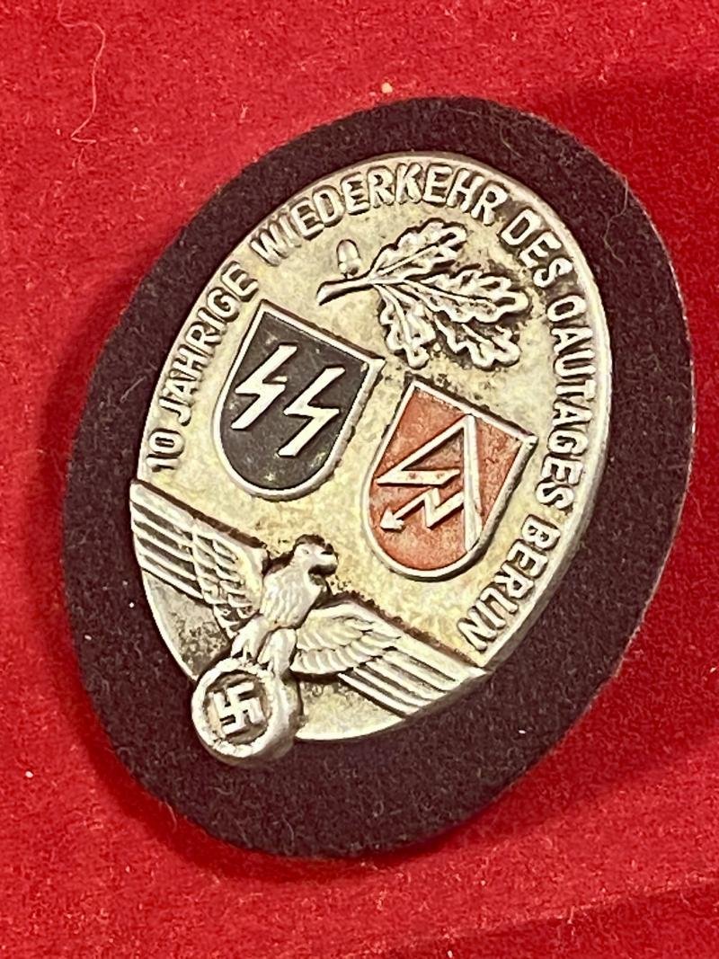 REPRODUCTION German WW2 SS/SA 10th Anniversary of the Gautag Berlin Badge — image 2