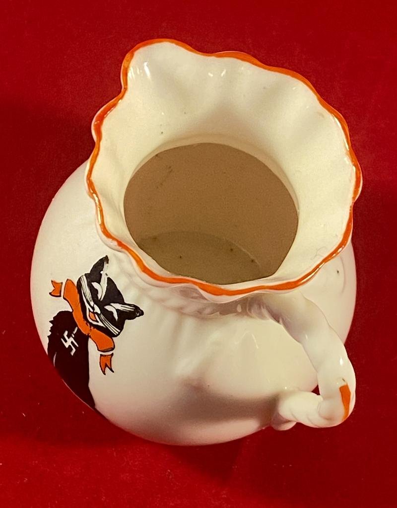 Milton China Crested Ware Sack Jug Depicting Lucky Black Cat with Swastika c1920 — image 6