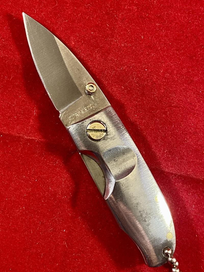 Small Polished Steel Folding Keyring Utility Knife — image 2
