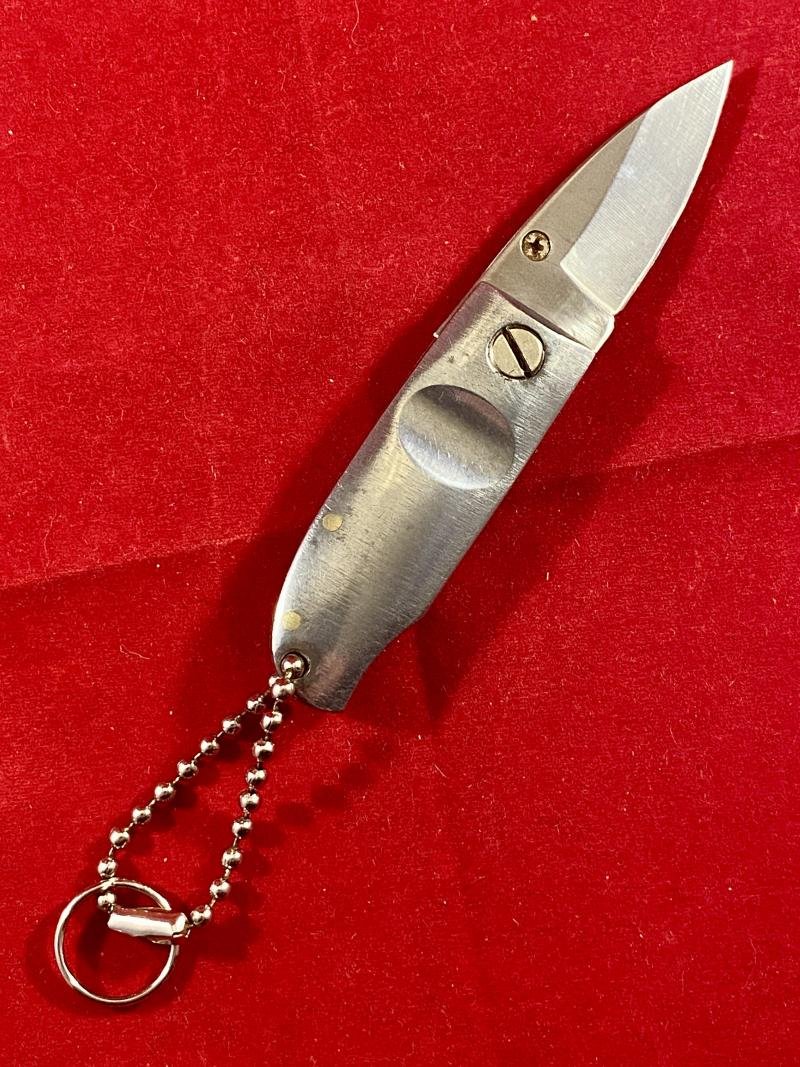 Small Polished Steel Folding Keyring Utility Knife — image 3