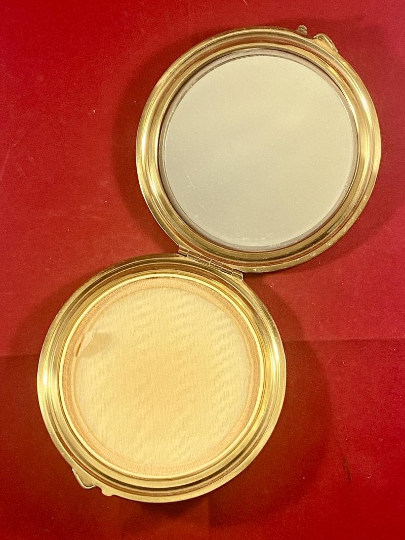 Unusual Leather covered Ladies Powder Compact Depicting a Map of Germany Post WW2 with French and US Zones c1945 — image 2