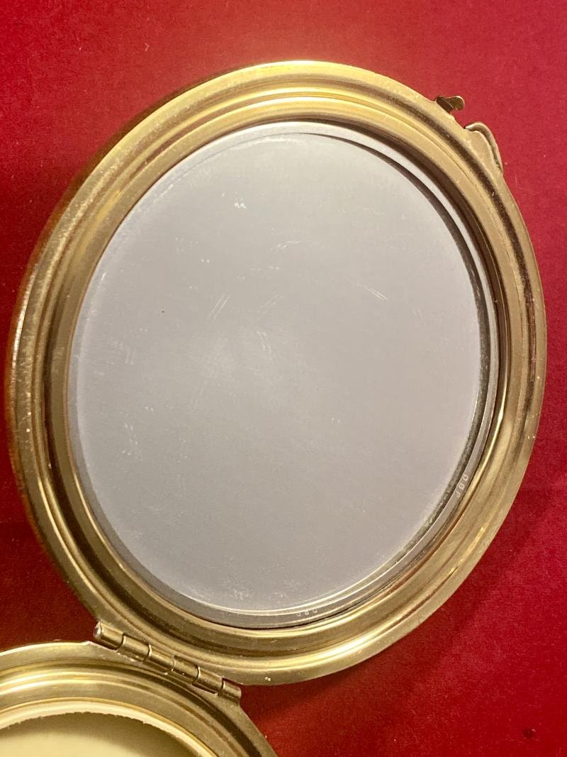 Unusual Leather covered Ladies Powder Compact Depicting a Map of Germany Post WW2 with French and US Zones c1945 — image 5