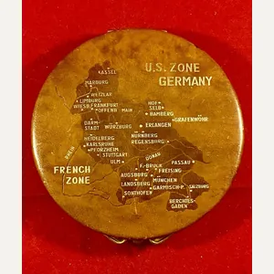 Unusual Leather covered Ladies Powder Compact Depicting a Map of …