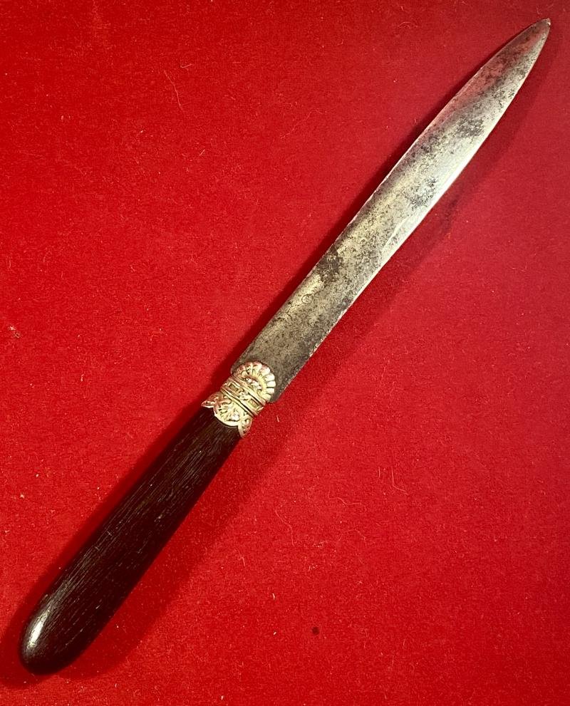 Fine Antique French Letter Opener with Ornate Silver Bolster and Ebony Handle by E. Page & Co. of Lyon c1900 — image 3