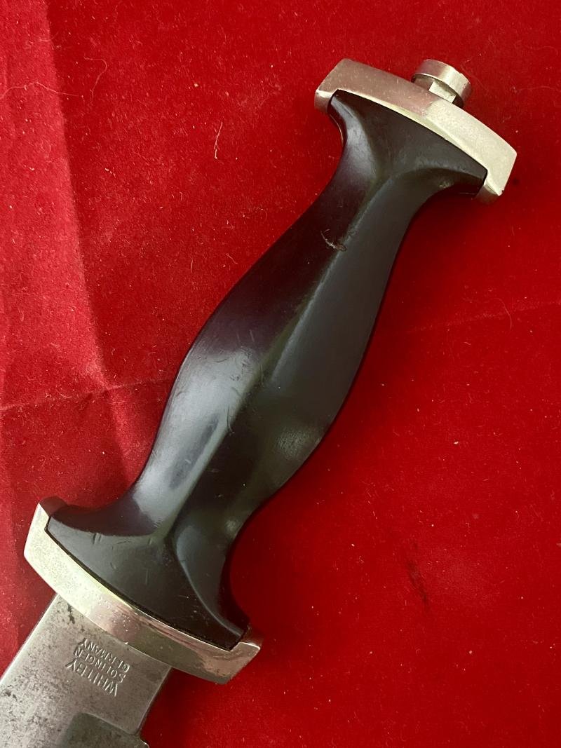 Unusual 7' Bowie Bladed Knife with WW2 German SS/SA Dagger Style Grip by WHITBY Solingen Germany c1960 — image 5