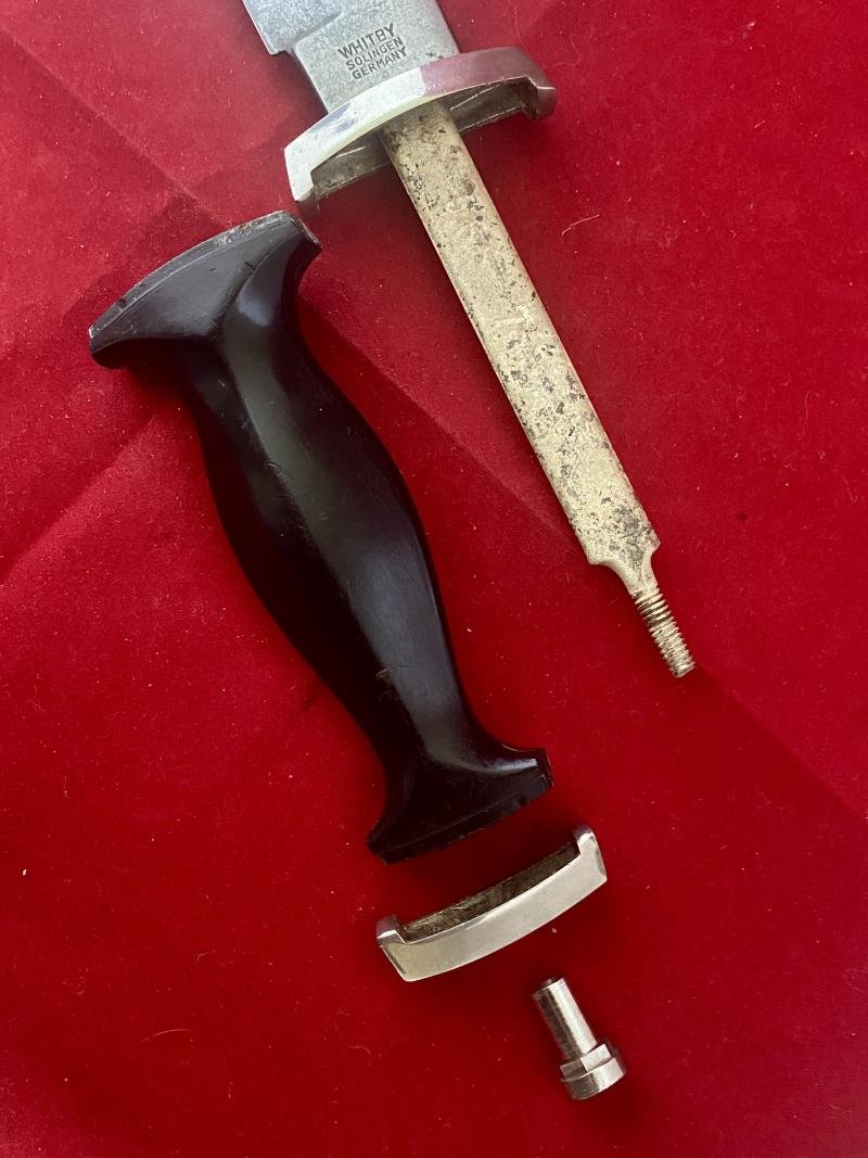 Unusual 7' Bowie Bladed Knife with WW2 German SS/SA Dagger Style Grip by WHITBY Solingen Germany c1960 — image 8