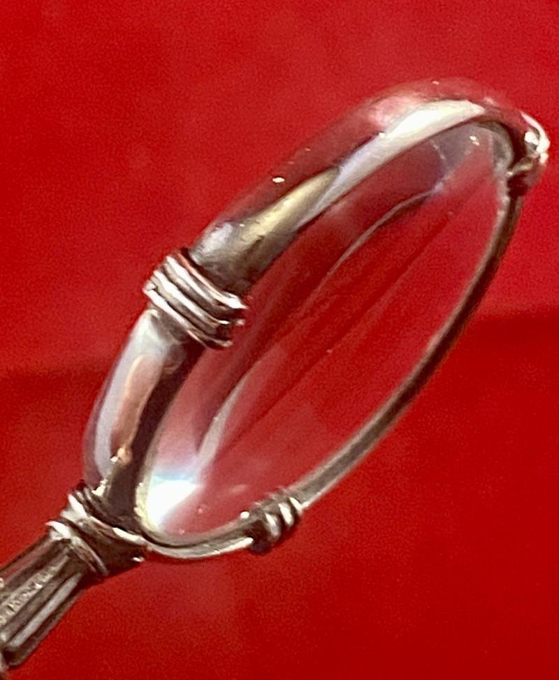 Beautiful Antique Miniature Silver and Bone Magnifying Glass with London Import Mark c1920 — image 4