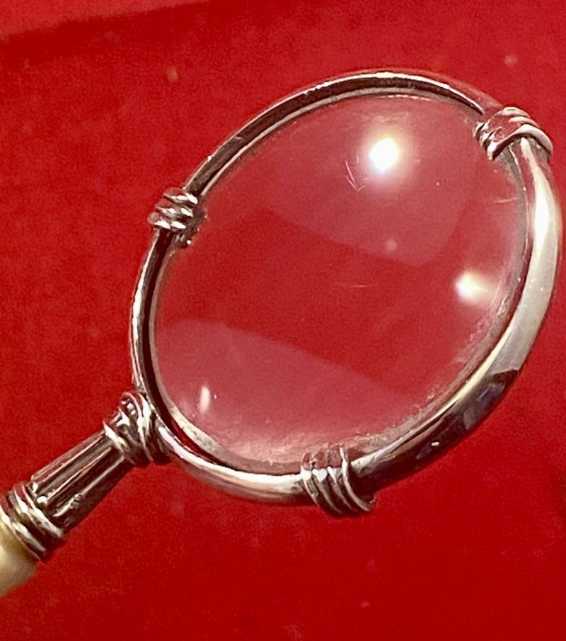 Beautiful Antique Miniature Silver and Bone Magnifying Glass with London Import Mark c1920 — image 5