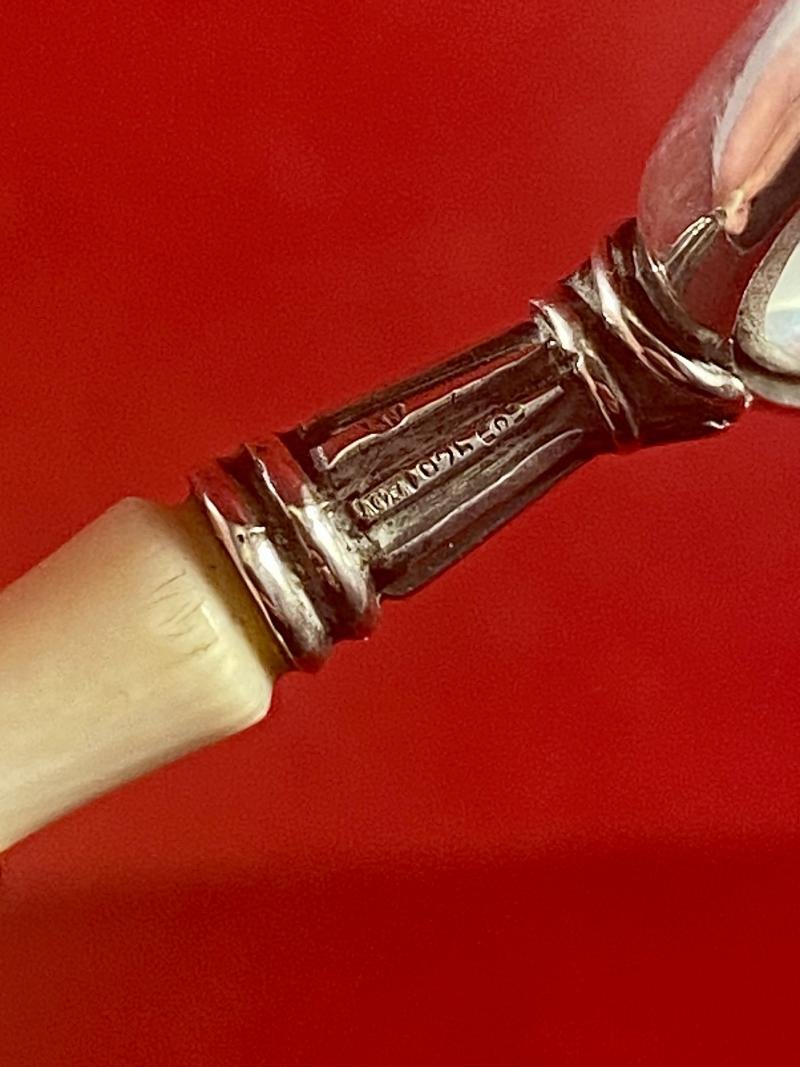 Beautiful Antique Miniature Silver and Bone Magnifying Glass with London Import Mark c1920 — image 6