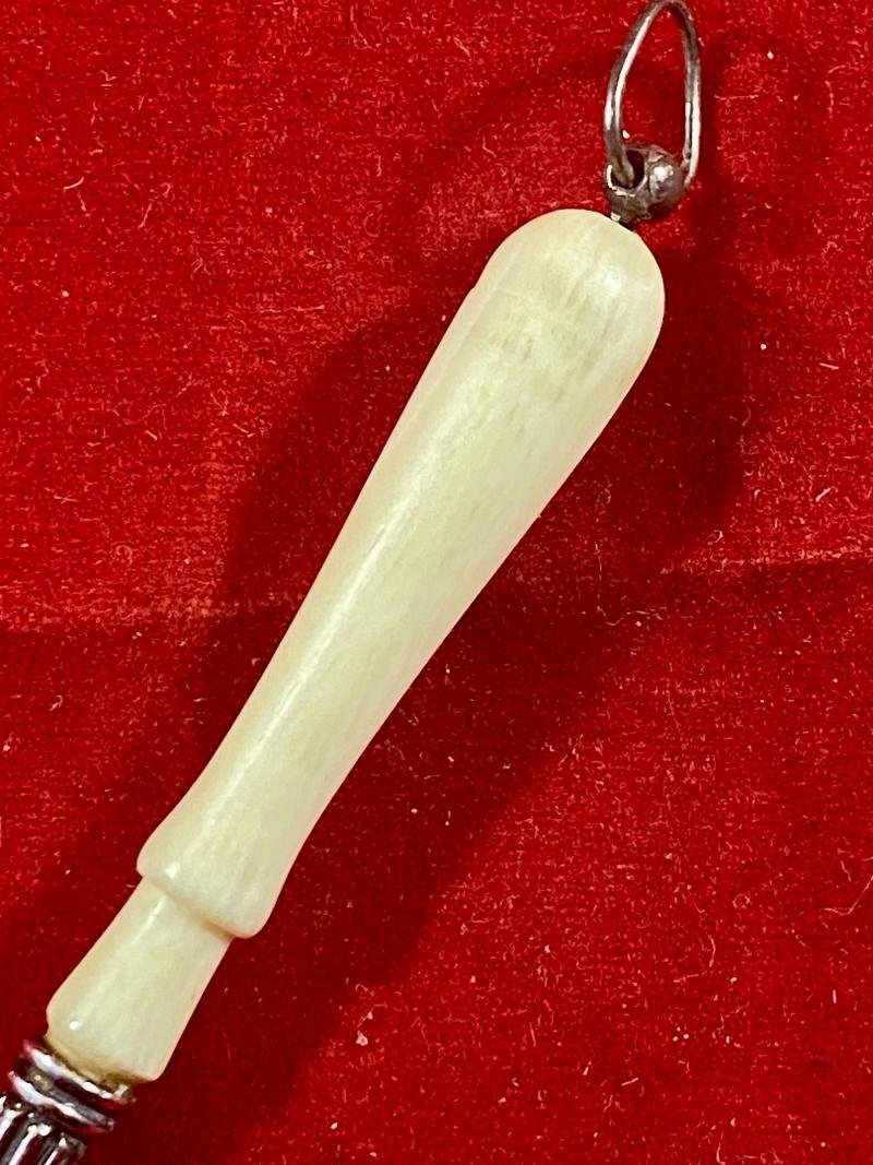 Beautiful Antique Miniature Silver and Bone Magnifying Glass with London Import Mark c1920 — image 7