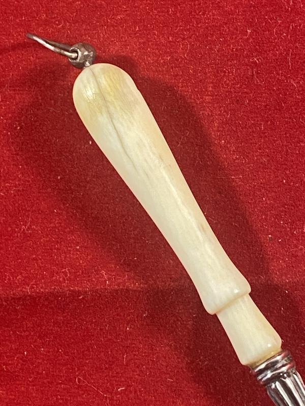 Beautiful Antique Miniature Silver and Bone Magnifying Glass with London Import Mark c1920 — image 8