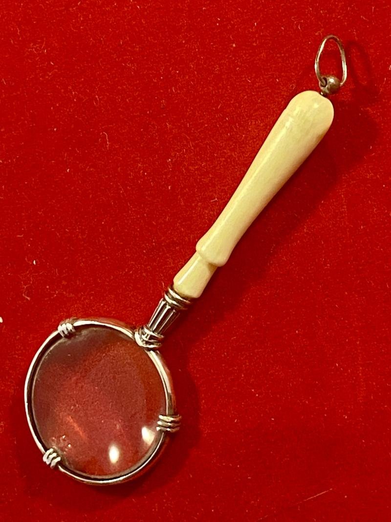 Beautiful Antique Miniature Silver and Bone Magnifying Glass with London Import Mark c1920 — image 9