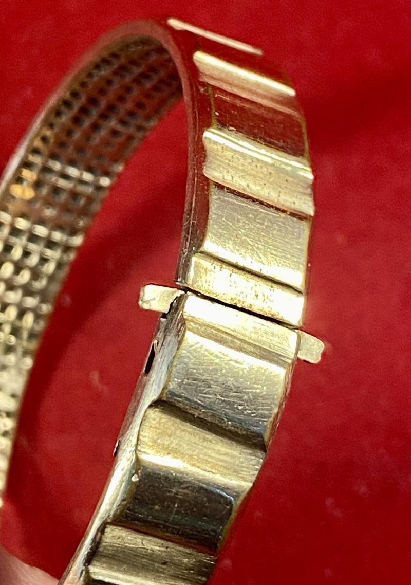 WW1 German Trench Art Gilt Copper Driving Band Bangle Engraved with Initials F K and Stamped D.R.G.M and maker KIAG c1914 — image 5