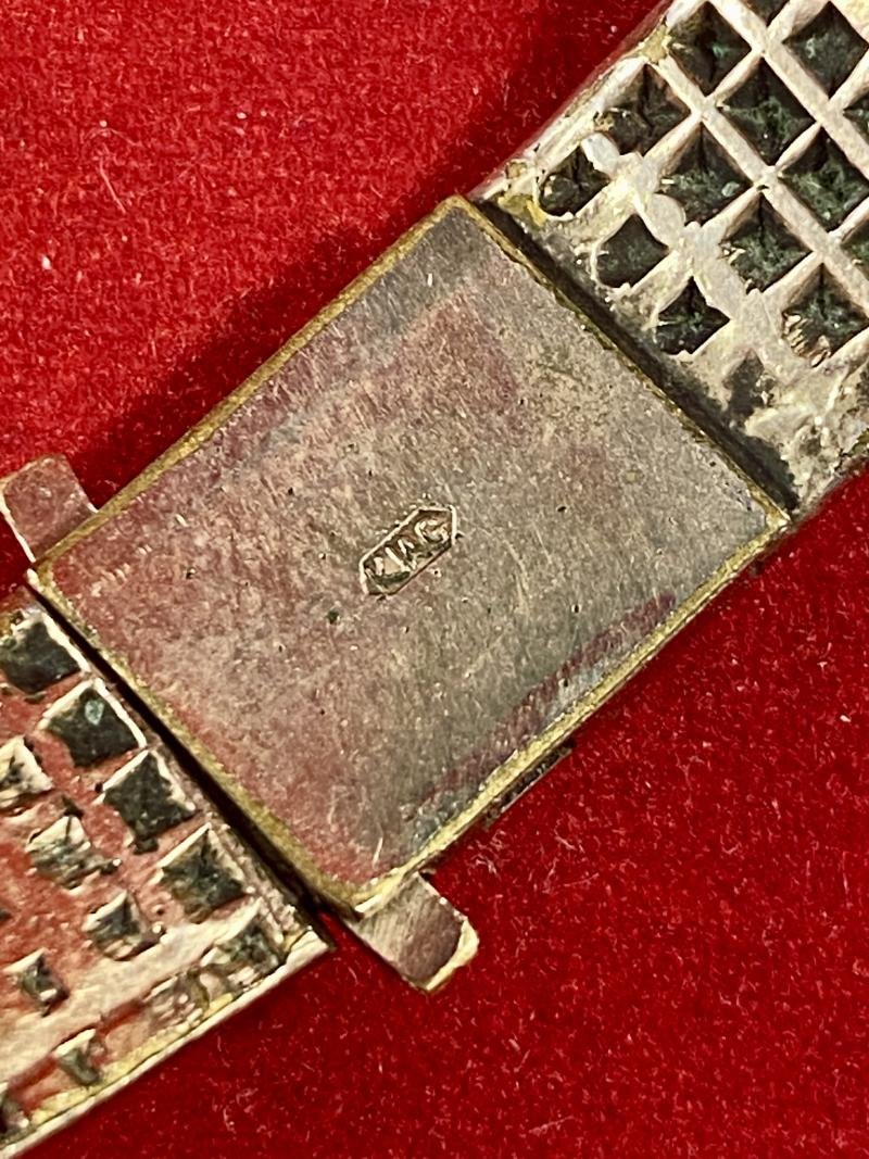 WW1 German Trench Art Gilt Copper Driving Band Bangle Engraved with Initials F K and Stamped D.R.G.M and maker KIAG c1914 — image 8