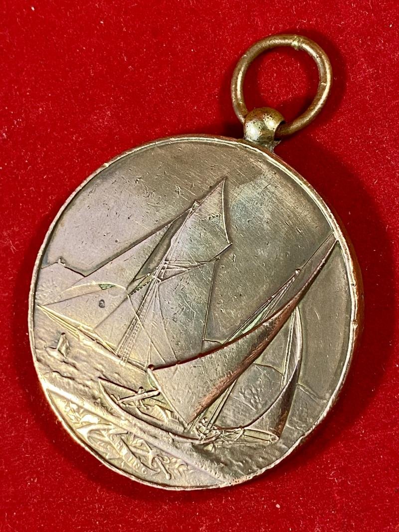 Large Antique French Bronze Yachting L' UNION Nautical Club Medal to W. KENT a Crew Member 1890 — image 5