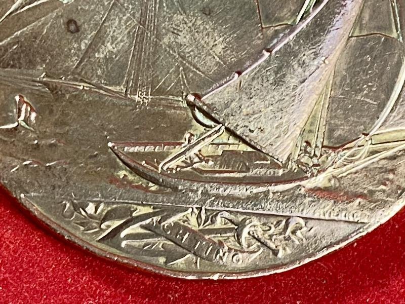 Large Antique French Bronze Yachting L' UNION Nautical Club Medal to W. KENT a Crew Member 1890 — image 6