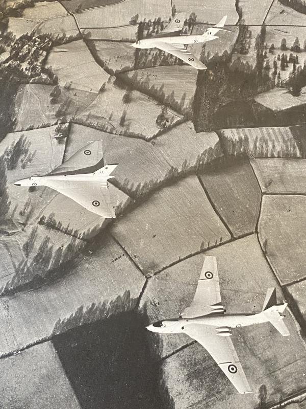 14' x 12.5' Photo on Card of RAF V- Force - Vulcan Victor and Valiant Bombers in Flight c1955 — image 2