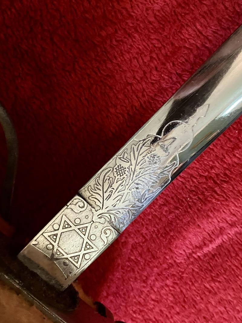 Good REPRODUCTION Scottish Highland Officer's Basket Sword 1828 Pattern with Plated Scabbard c1980 — image 6