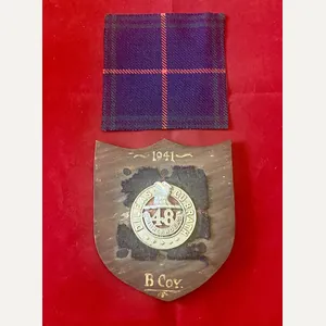 WW2 48th Canadian Highlanders Cap Badge with Tartan Backing Mounted …