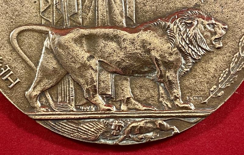 Genuine WW1 British Bronze Death Plaque (Death Penny) for WILLIAM HETHERINGTON — image 4