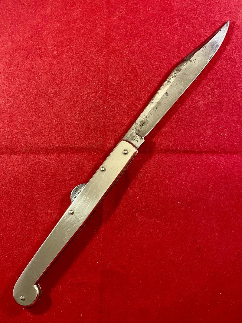 Rare Model P. 435 'Sport' Knife with Nickel Silver Grip and Locking Clip Point Blade by Joseph Rodgers & Sons c1880 — image 2