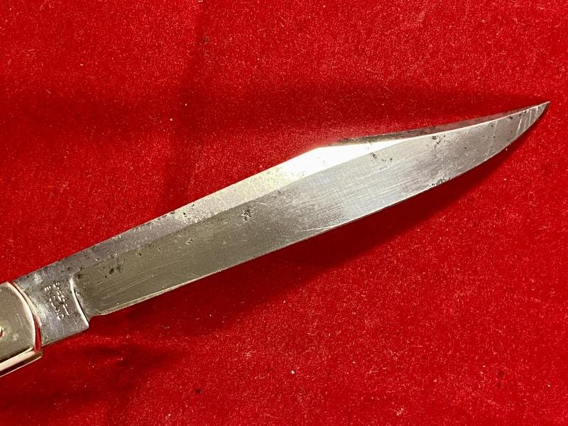 Rare Model P. 435 'Sport' Knife with Nickel Silver Grip and Locking Clip Point Blade by Joseph Rodgers & Sons c1880 — image 4