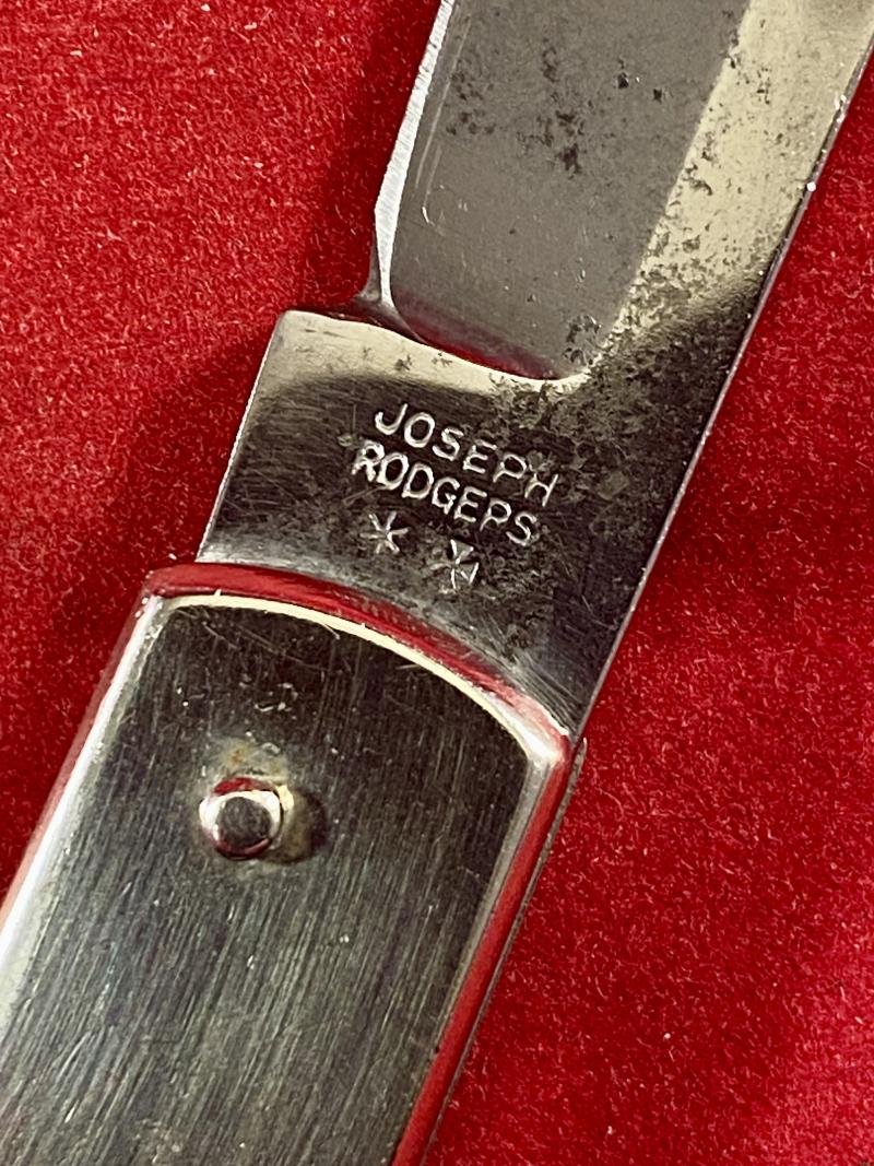 Rare Model P. 435 'Sport' Knife with Nickel Silver Grip and Locking Clip Point Blade by Joseph Rodgers & Sons c1880 — image 5
