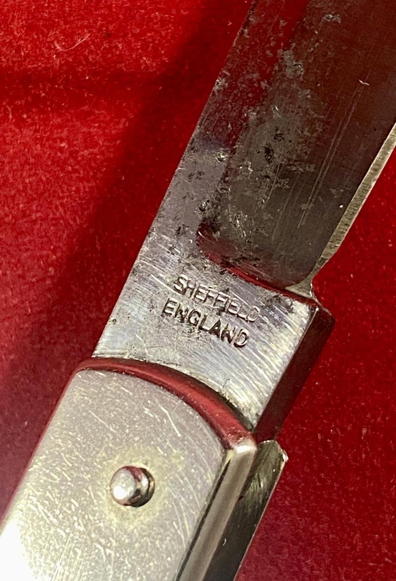Rare Model P. 435 'Sport' Knife with Nickel Silver Grip and Locking Clip Point Blade by Joseph Rodgers & Sons c1880 — image 6