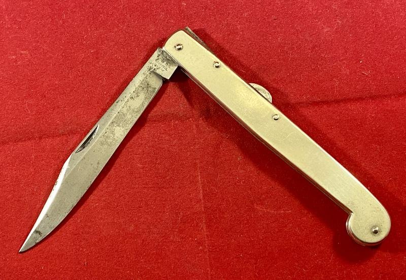Rare Model P. 435 'Sport' Knife with Nickel Silver Grip and Locking Clip Point Blade by Joseph Rodgers & Sons c1880 — image 8