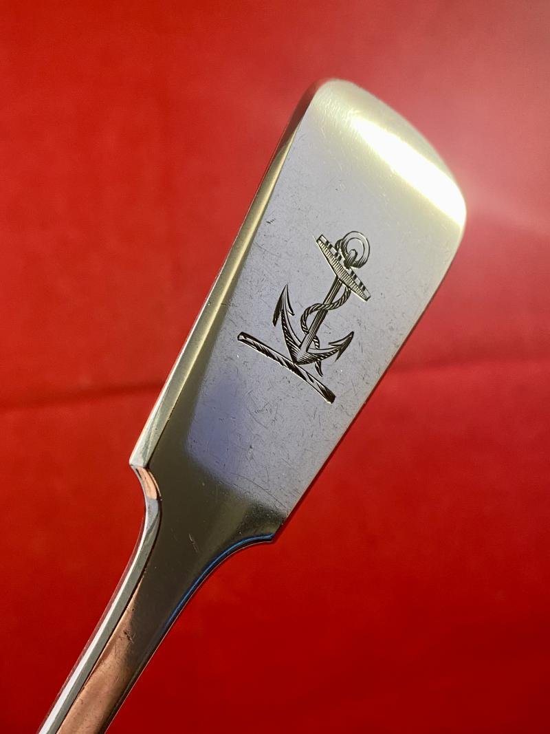 Stunning Large Victorian Royal Navy Silver Plated Basting Spoon by Elkington & Co. Ltd 1854 — image 4