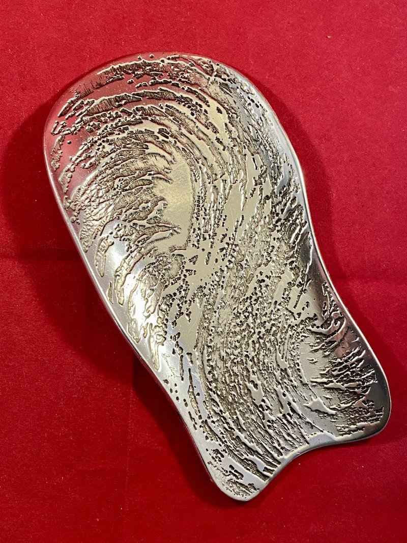 Vintage Signed Don Sheil Handmade Aluminium Spoon Rest with a Flowing Wave Pattern — image 2