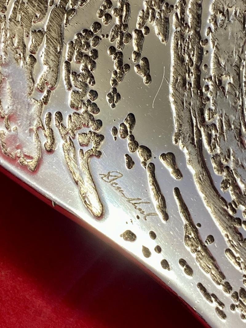 Vintage Signed Don Sheil Handmade Aluminium Spoon Rest with a Flowing Wave Pattern — image 5