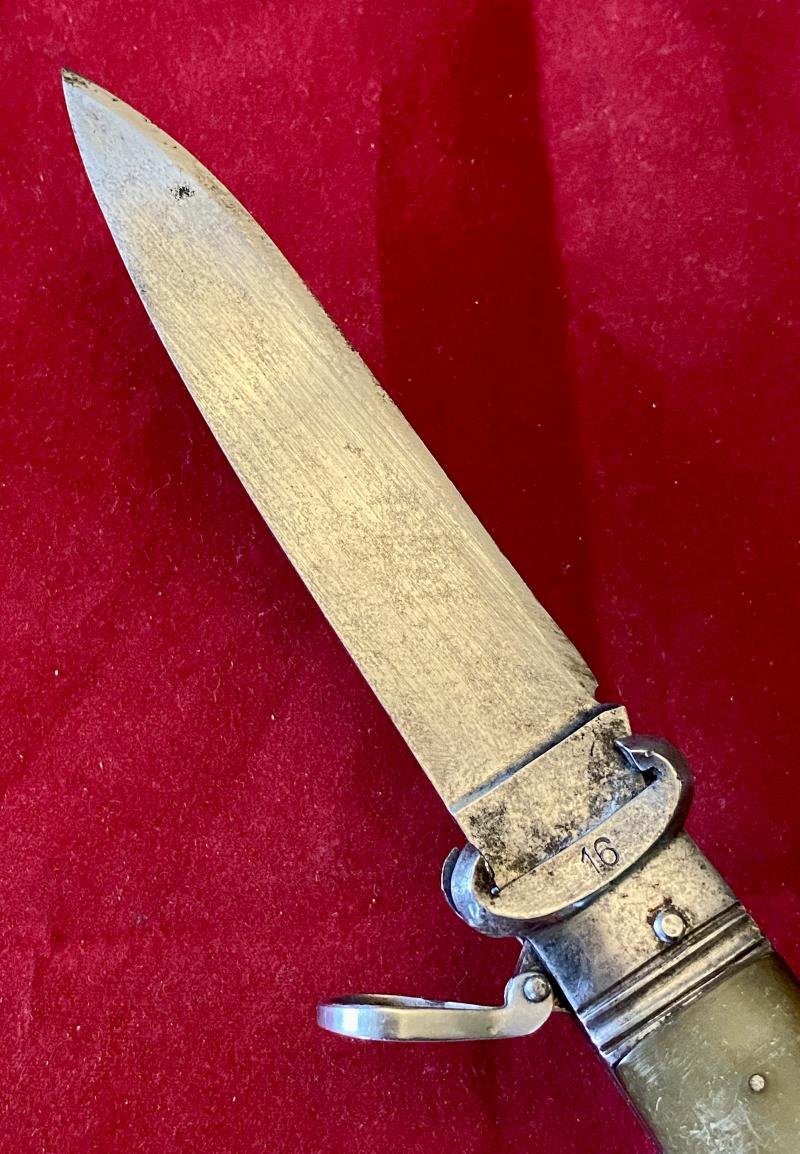 Early WHITBY 12G & 16G Shotgun Cartridge Extractor Knife with Horn Grip Scales c1961 — image 4