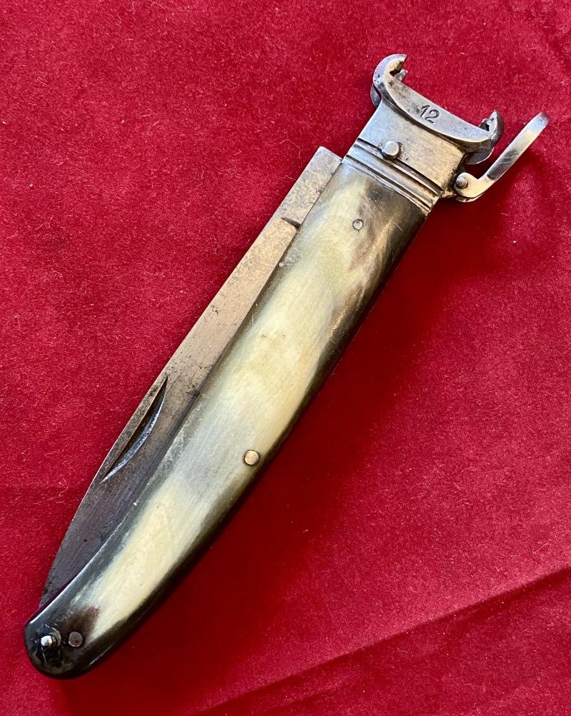 Early WHITBY 12G & 16G Shotgun Cartridge Extractor Knife with Horn Grip Scales c1961 — image 6