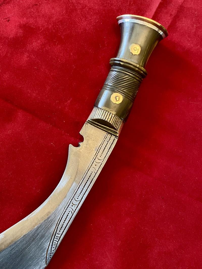 Fine WW2 'Bring Back' Burma Kukri Knife with Carved Horn Grip c1945 — image 6
