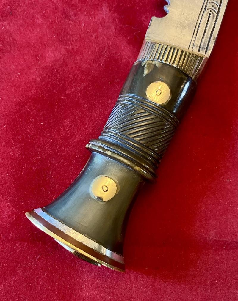 Fine WW2 'Bring Back' Burma Kukri Knife with Carved Horn Grip c1945 — image 8