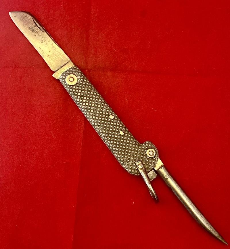 WW2 Period Royal Navy Admiralty Pattern 301B Alloy Scales Clasp Knife by Harrison Fisher & Co Ltd of Sheffield – Named to C. Clayton — image 4