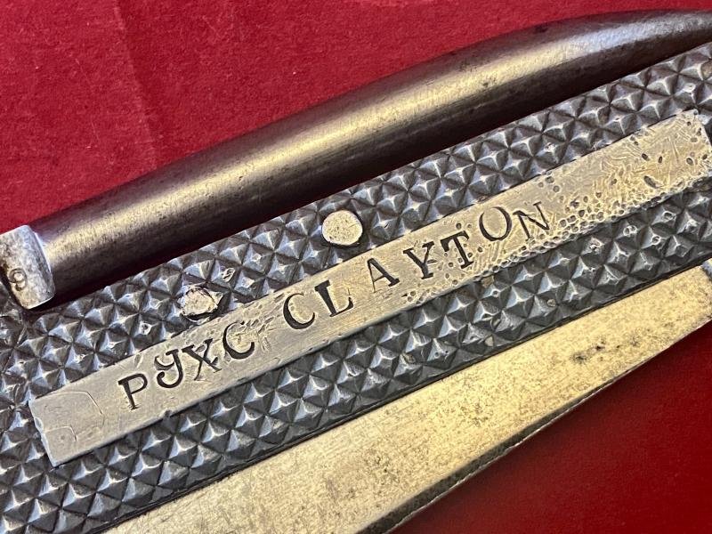 WW2 Period Royal Navy Admiralty Pattern 301B Alloy Scales Clasp Knife by Harrison Fisher & Co Ltd of Sheffield – Named to C. Clayton — image 7