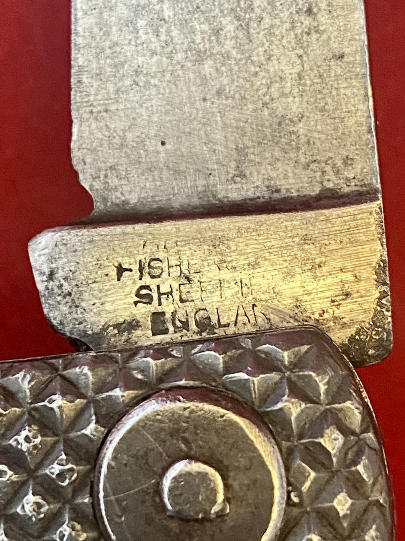 WW2 Period Royal Navy Admiralty Pattern 301B Alloy Scales Clasp Knife by Harrison Fisher & Co Ltd of Sheffield – Named to C. Clayton — image 8