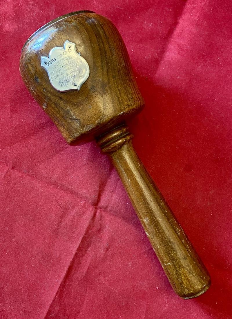 Antique Presentation Mallet to Mrs Down for Stone Laying Ceremony at Rock Chapel Yelverton Devon Aug 8th 1906 — image 2