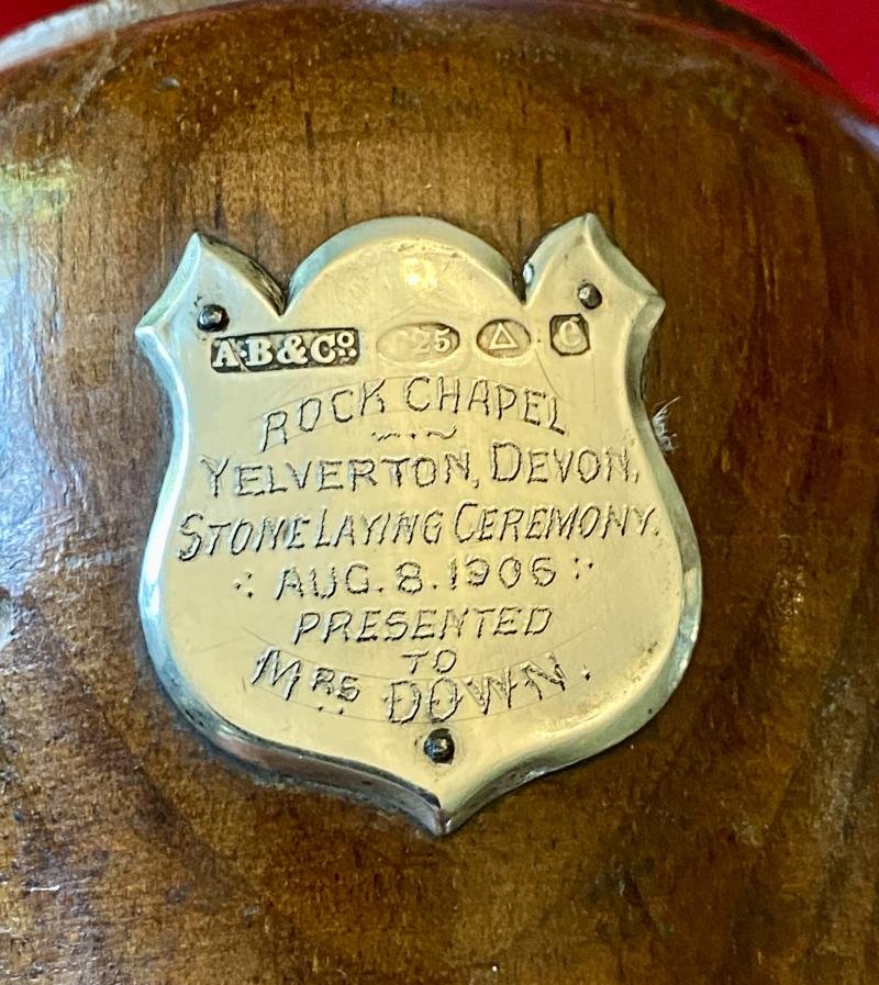 Antique Presentation Mallet to Mrs Down for Stone Laying Ceremony at Rock Chapel Yelverton Devon Aug 8th 1906 — image 4