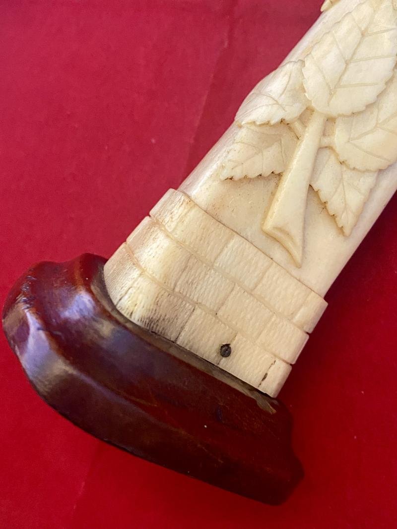 Stunning Pair of WW1 German POW 8' Cow Shinbones Carved with Roses - KNOCKALOE -I.O.M. 'Legs of Man' — image 10